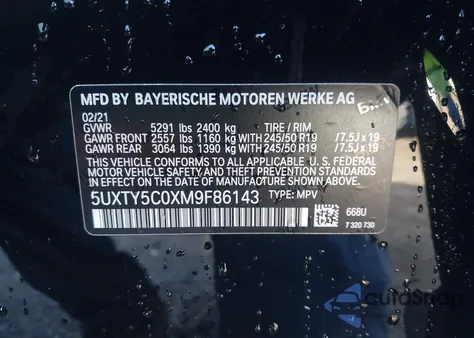 2021 BMW X3 xDrive30I from USA, damaged, VIN 5UXTY5C0XM9F86143